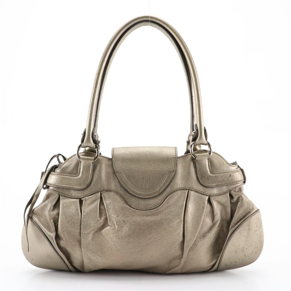 Authentic Ferragamo Marisa Gancini Shoulder bag. Pewter leather shoulder bag. - Picture 3 of 6